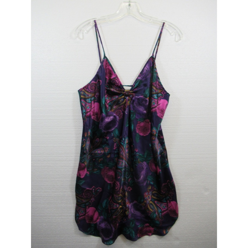 Vintage 90s Inner Most Satin Slip Chemise Women Medium Paisley Floral Nightgown